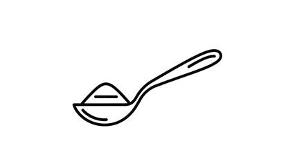 Spoon full of powder in simple line art style, Generative AI.
