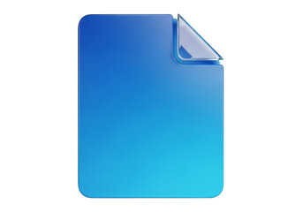 Blue gradient document icon with folded corner on Transparent background, representing digital files or documents in a modern, sleek style