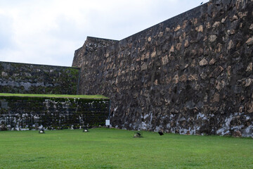 Stone wall of the old fort in Galle, Sri Lanka