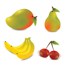 set of fruits isolated