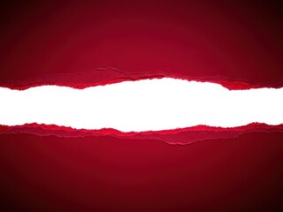 Torn red paper with a white strip revealing background texture underneath partially