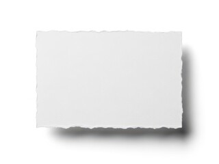 Torn piece of white paper with deckled edges, isolated on white background