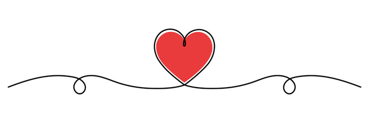 Heart hand drawn. Heart continuous line drawing. Single contour heart for love design. one line art sketch heart. Symbol love. Editable stroke