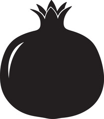 Black Silhouette Pomegranate Fruit Icon Isolated on White Background