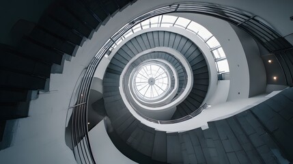 Modern Spiral Staircase Architecture with Natural Light.
