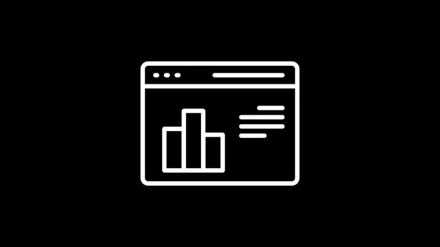 Animated web analytics dashboard icon showing website traffic data chart for SEO marketing and performance monitoring