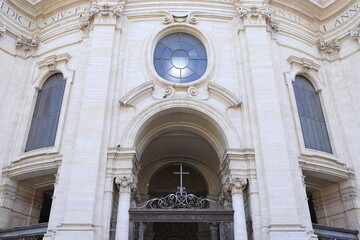 Fototapeta premium Santa Croce in Gerusalemme Basilica Facade Detail with Entrance in Rome, Italy