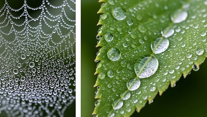 water drops on green leaf