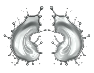 Mirror image of liquid splashing, creating a symmetrical, fluid form