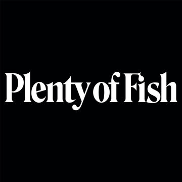Plenty of Fish Wordmark White Logo Minimal Vector Icon for App Design and Branding Projects