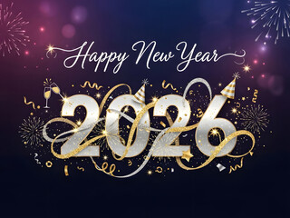 Happy new year 2026 celebration background with fireworks