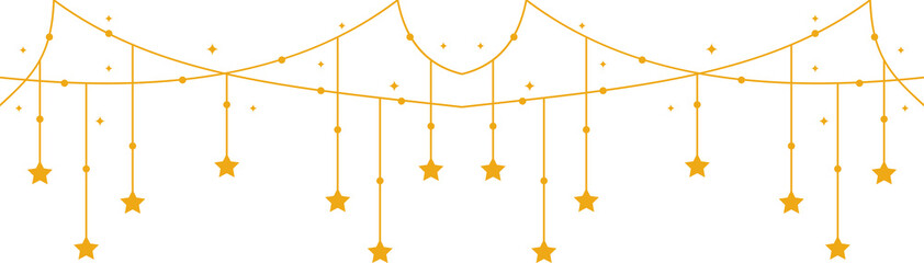 Gold Garland Hanging Decoration Overlay, Minimal Winter Glow, Elegant Festive Background Hanging Gold Garland Metallic Dots Bunting on Transparent Background shiny string lights on transparent 