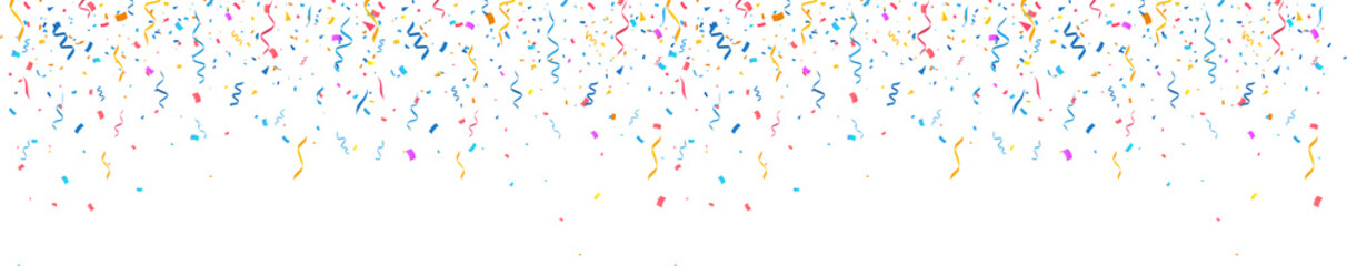 Confetti Serpentine Falling Multicolored confetti falls from the sky. confetti, serpentine, tinsel on a transparent background. Holiday, birthday. Gold confetti celebration.Gold confetti falling