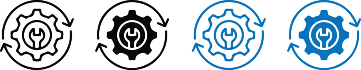 implementation four icon set bule black icons vector design illustration 