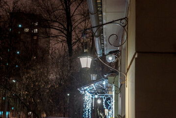 house entrance decorated with lights