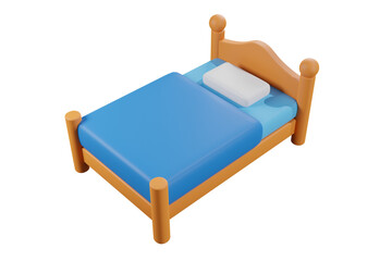 3D Render of a Single Bed