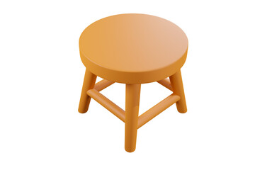 Illustration of Wooden Stool on Black Background