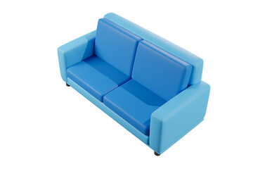 Illustration of a Blue Two-Seater Sofa