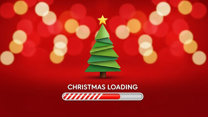 a festive christmas scene with a paper tree glowing bokeh lights and a loading bar display high quality professional detailed modern