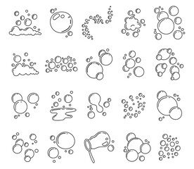 Soap bubble set in outline line art for showing for creating soft airy compositions featuring gentle floating forms inspired for your illustration and designs projects