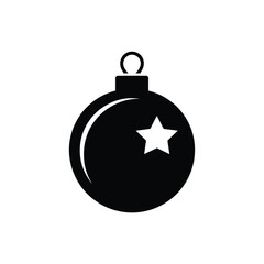 Fototapeta premium A simple black christmas ornament with a white star inside it