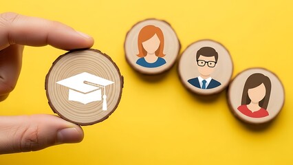 Education and teamwork concept with graduation icon