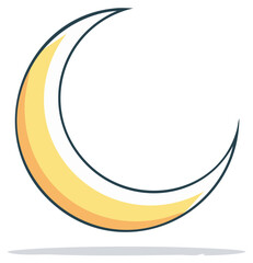 Crescent moon cartoon in yellow, half moon vector, moon illustration