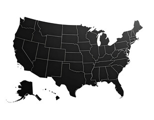 Dark United States map with subtle lighting, states outlined