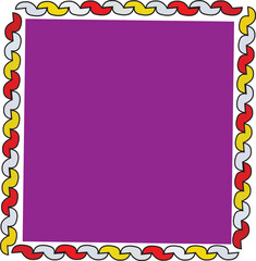 Vertical Green Vine Floral Border Design with Colorful Geometric Square Accents on White Background for Stationery