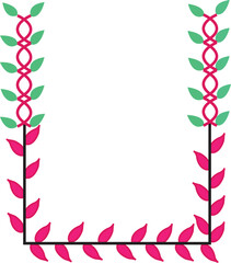 U Shaped Floral Border Design Featuring Pink Leaves and Green Foliage Accents on a Minimalist White Background