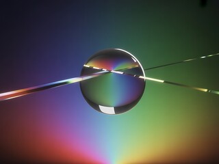 A mesmerizing abstract view of light splitting into a colorful spectrum as it passes through a transparent sphere