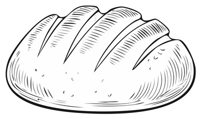 Hand Drawn Loaf of Bread Illustration Showing Incisions and Lines Vector Art Isolated
