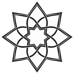 Geometric Eight Pointed Star Interlaced Knotwork Pattern Symbol