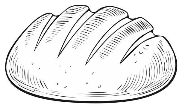 Hand Drawn Loaf of Bread Illustration Showing Incisions and Lines Vector Art Isolated