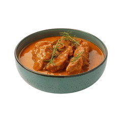 Bowl of Butter Chicken with Dill with Transparent Background