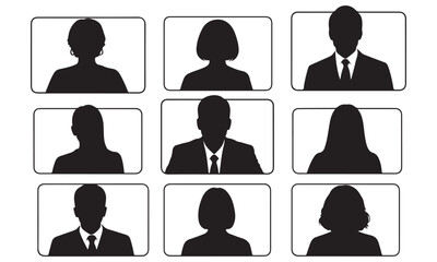 Silhouettes of diverse business professionals in profile view