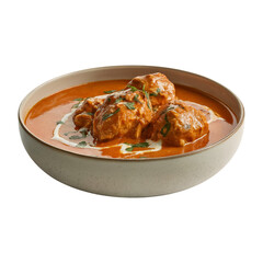 Bowl of Delicious Butter Chicken Dish with Transparent Background