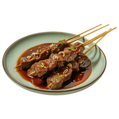 Beef Satay with Soy Sauce with Transparent Background