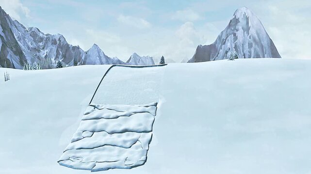 An avalanche is the rapid downslope movement of snow, ice, and debris on a mountain slope.