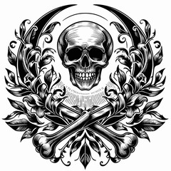 skull with wings and skull