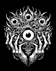 skull with wings and flowers