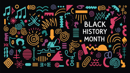 Fototapeta premium Black History Month Abstract Pattern Set – Modern African Culture Line Art