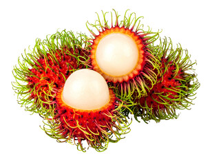 Vibrant, spiky tropical fruit revealing juicy white flesh