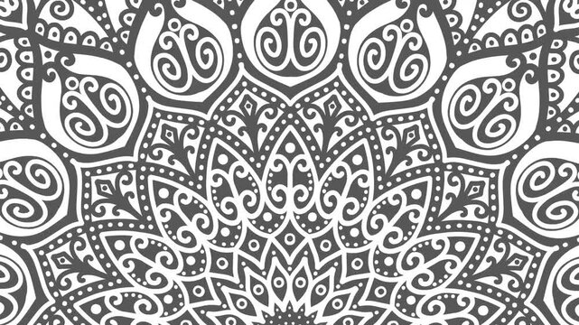 Decorative mandala design. Floral pattern .Ornament of flowers and leaves. Seamless loop footage.