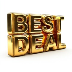 Golden 3D 'Best Deal' Text: Premium Commerce Offer, Exclusive Promotion, Great Value Proposition, Marketing Campaign Element, Shopping Bargain
