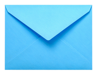 A textured, closed, light blue paper envelope on a black background