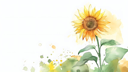 simple watercolor cute sunflower