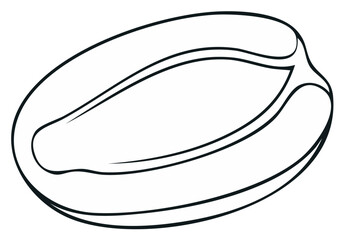 Peanut Outline Illustration Simple Drawing, Food Concept for Graphic Design and Coloring Pages
