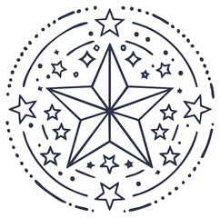 Fototapeta premium Intricate star mandala geometric pattern with celestial elements and dots