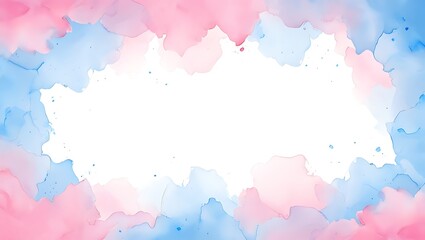 Watercolor pink blue background with white space for text